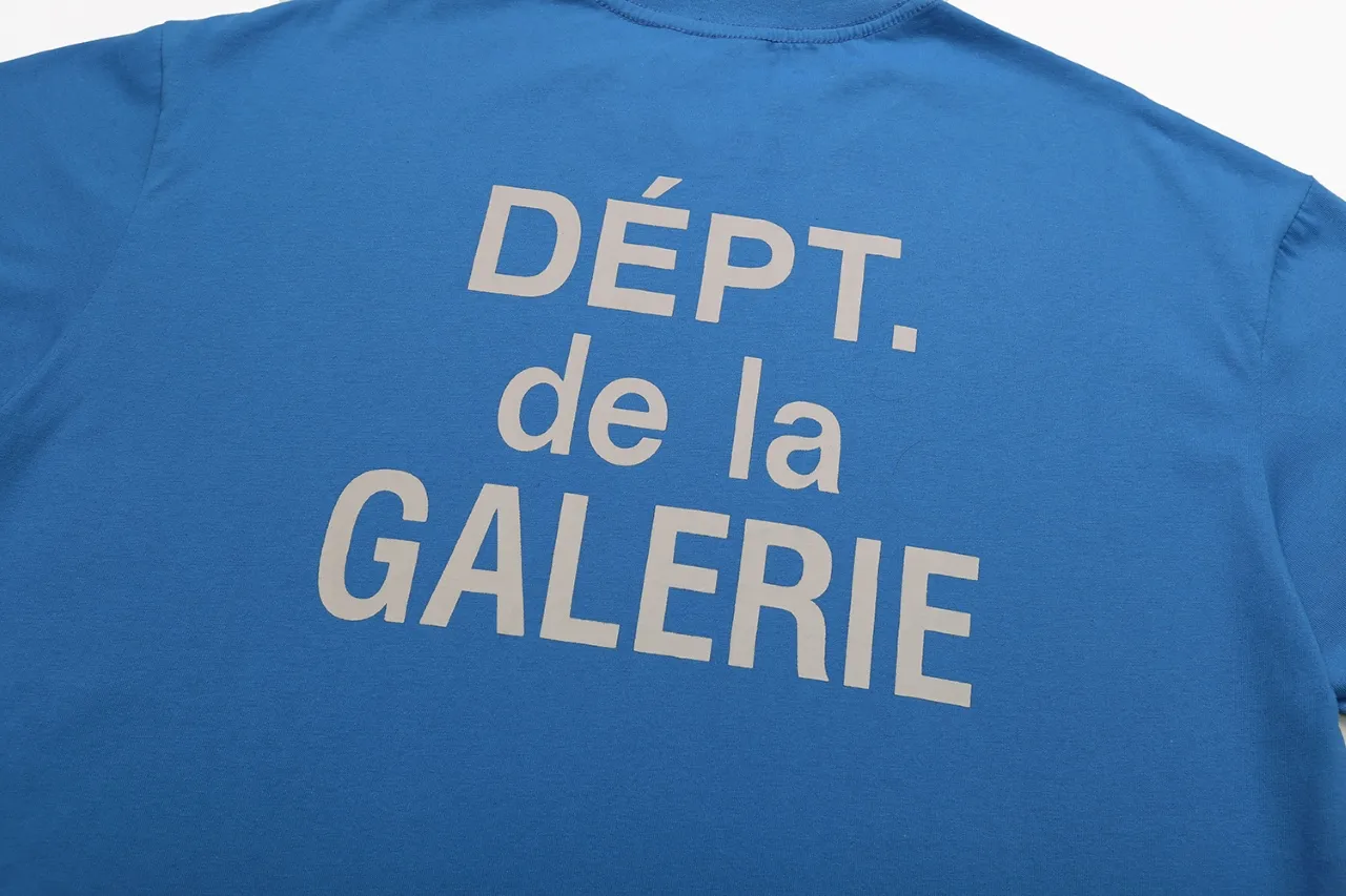 648#Gallery Dept New Classic Basic French Letters LOGO Basic Slogan Round Neck Short Sleeve T-Shirt Pure Cotton Tee Royal Blue Red Lake Blue Apricot Print Blue Apricot Print Black S～XL p90